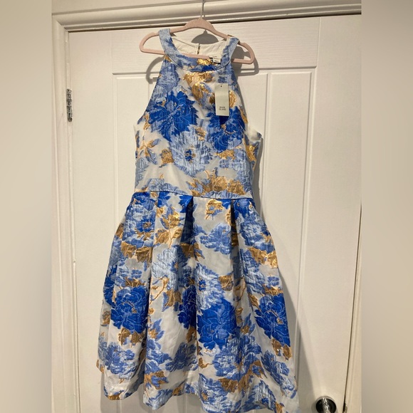 River Island Dresses River Island Blue Gold Occasion Skater Dress